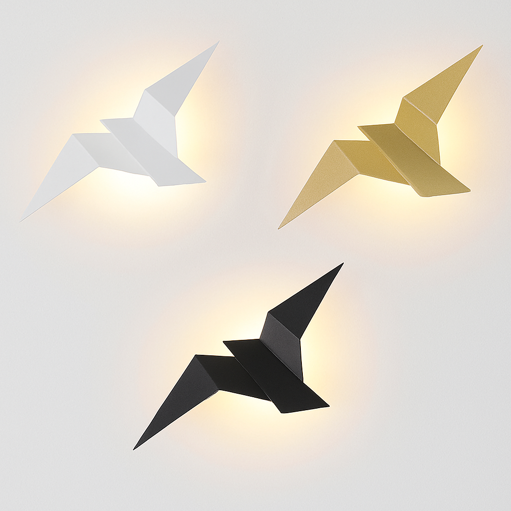 Applique murale moderne LED oiseau style origami Naila - vue 2 sur 5