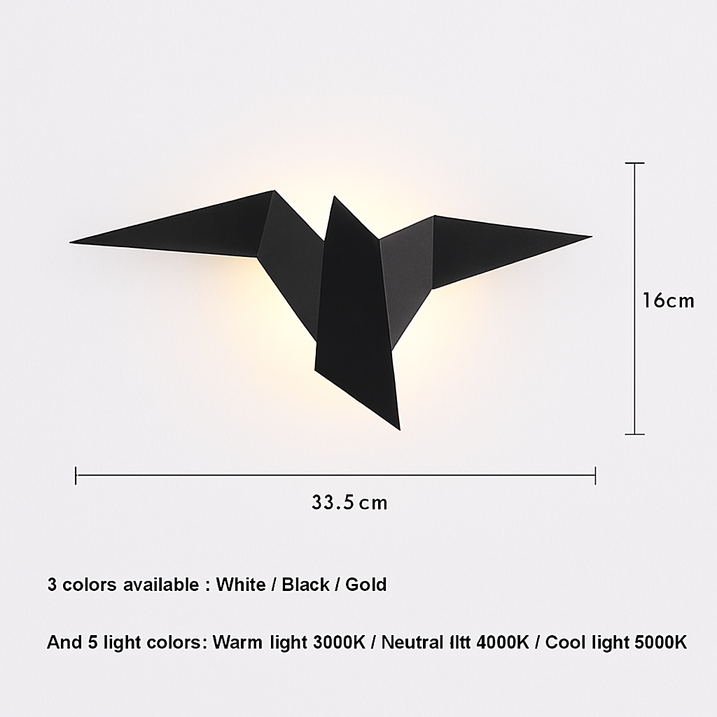 Applique murale moderne LED oiseau style origami Naila - vue 4 sur 5