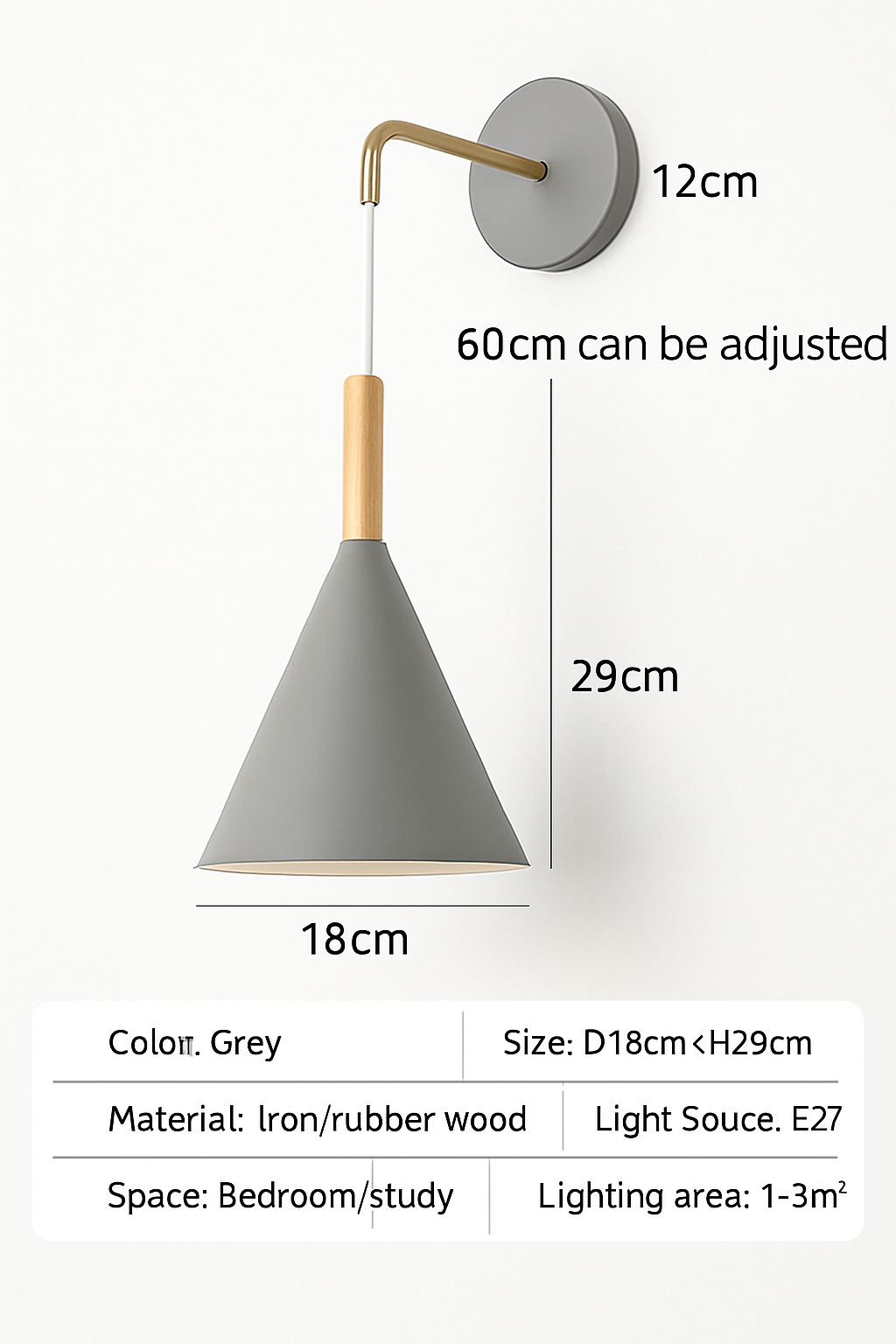 Applique murale nordique en bois avec interrupteur - vue 13 sur 15
