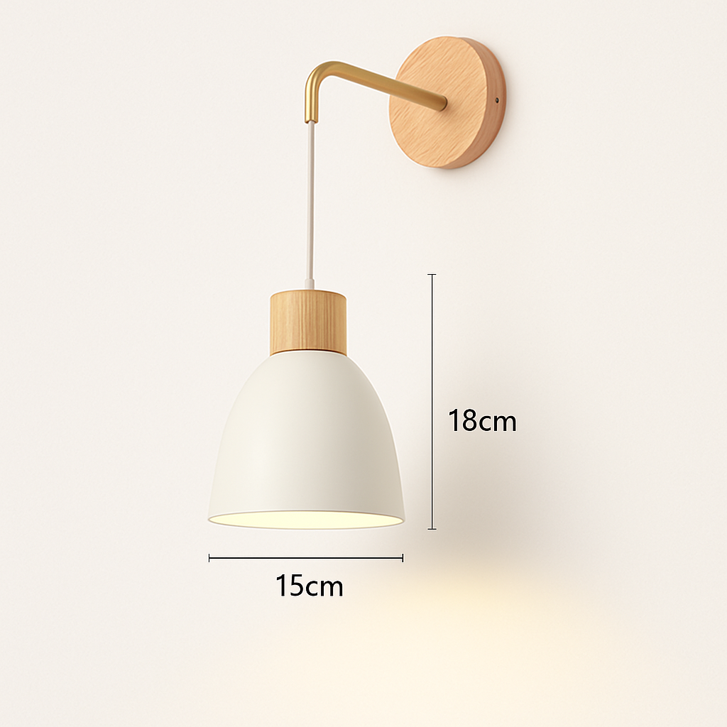 Applique murale nordique en bois avec interrupteur