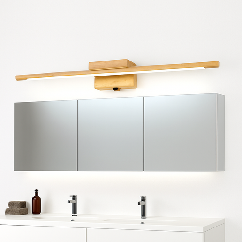 Applique murale nordique en bois massif pour miroir de salle de bains - vue 3 sur 7