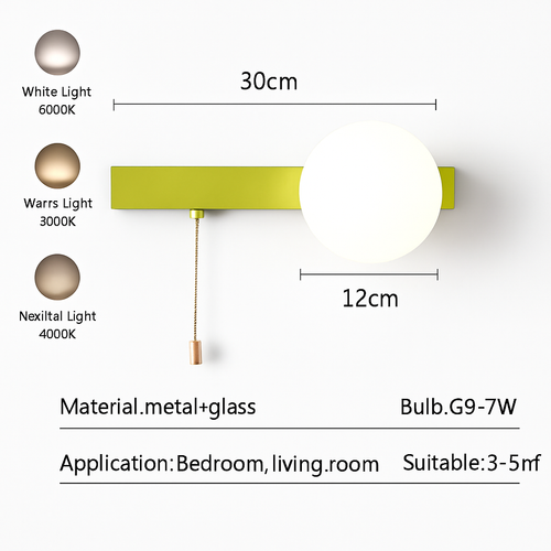applique murale nordique en verre avec interrupteur éclairage intérieur décoratif - vue 20 sur 23