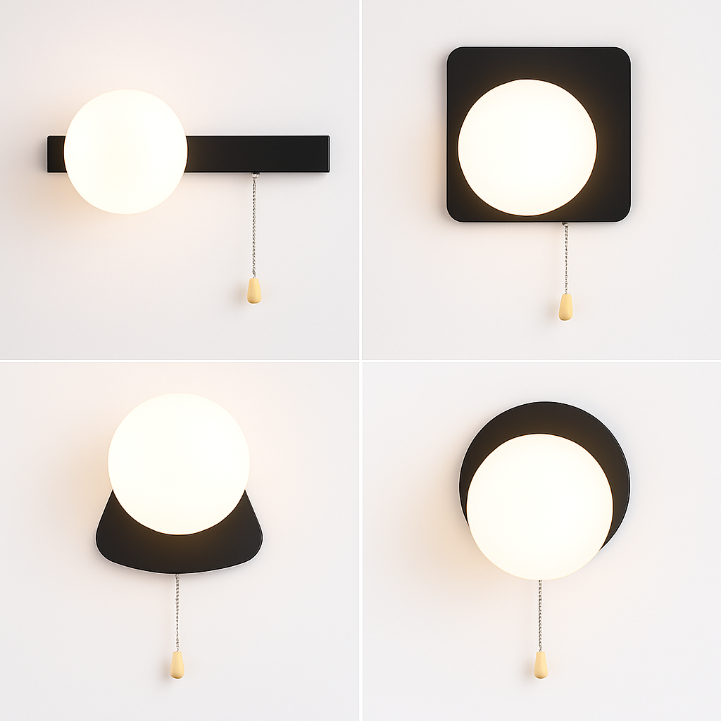 applique murale nordique en verre avec interrupteur éclairage intérieur décoratif - vue 5 sur 23