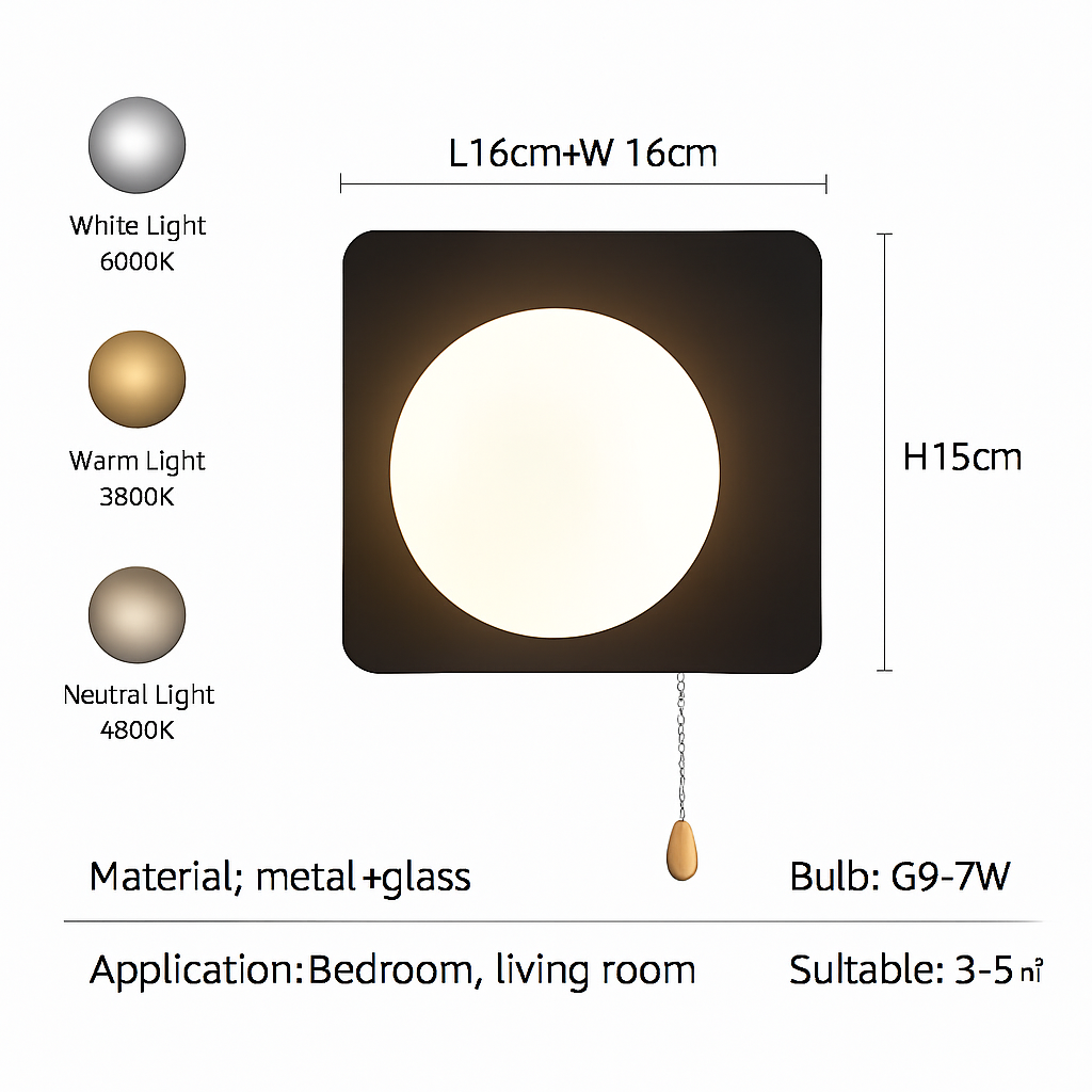 applique murale nordique en verre avec interrupteur éclairage intérieur décoratif - vue 9 sur 23