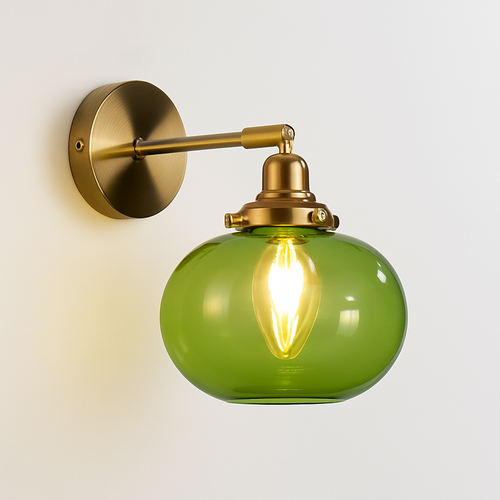applique murale nordique en verre et laiton avec miroir à led - vue 16 sur 23