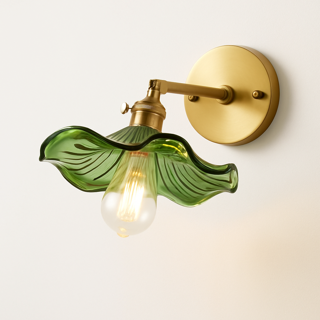 applique murale nordique en verre et laiton avec miroir à led - vue 3 sur 23