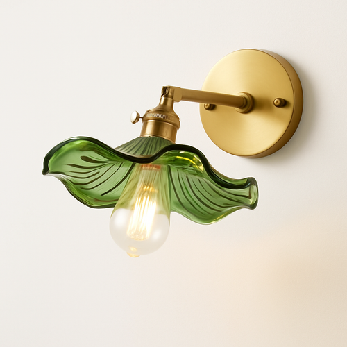 applique murale nordique en verre et laiton avec miroir à led - vue 4 sur 23