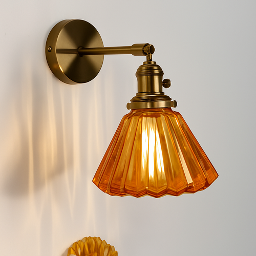 applique murale nordique en verre et laiton avec miroir à led - vue 23 sur 23