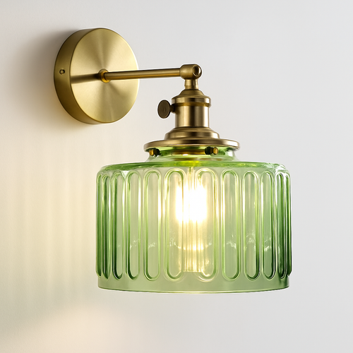 applique murale nordique en verre et laiton avec miroir à led - vue 5 sur 23