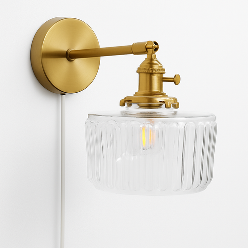 applique murale nordique en verre et laiton avec miroir à led - vue 7 sur 23