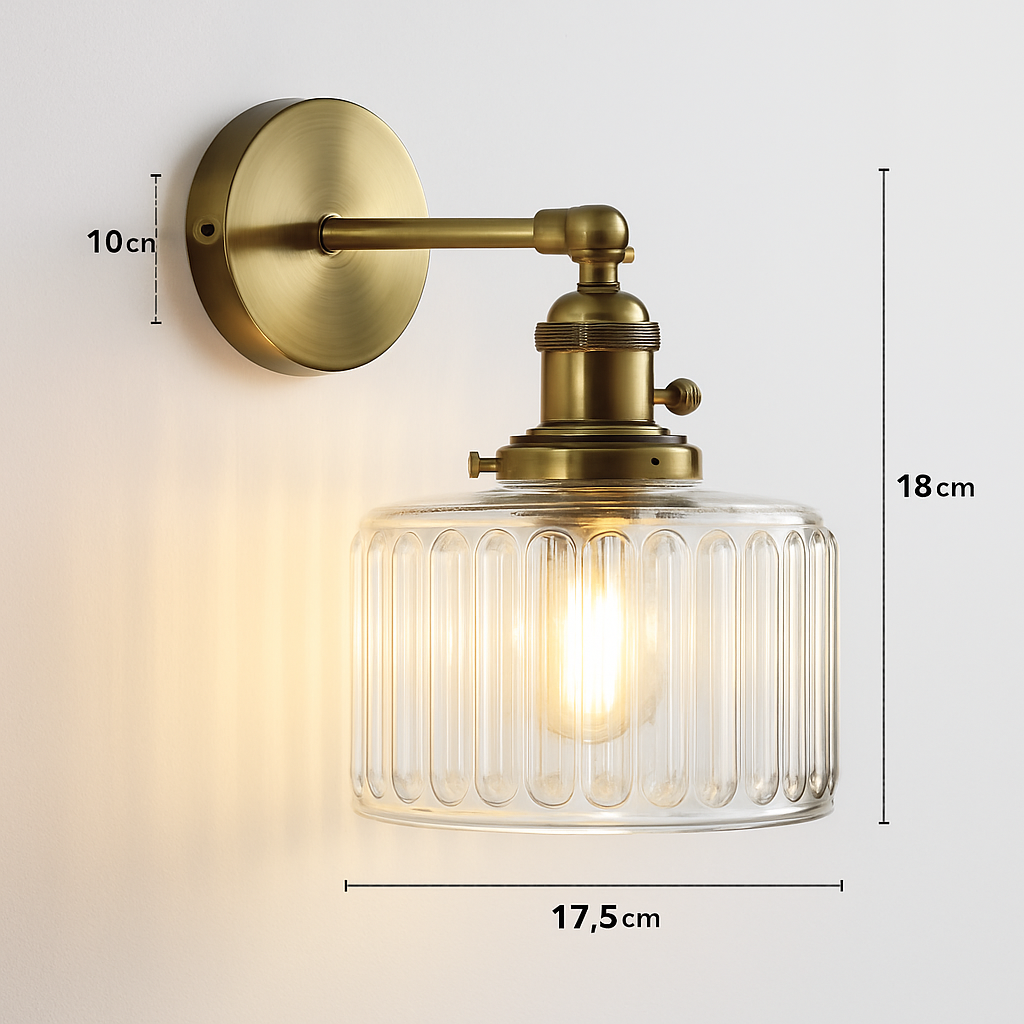 applique murale nordique en verre et laiton avec miroir à led - vue 10 sur 23