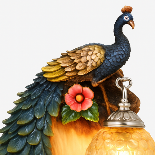 applique murale oiseaux paons en résine pour décoration intérieure - vue 4 sur 12