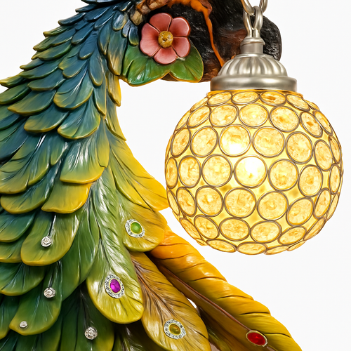 applique murale oiseaux paons en résine pour décoration intérieure - vue 5 sur 12