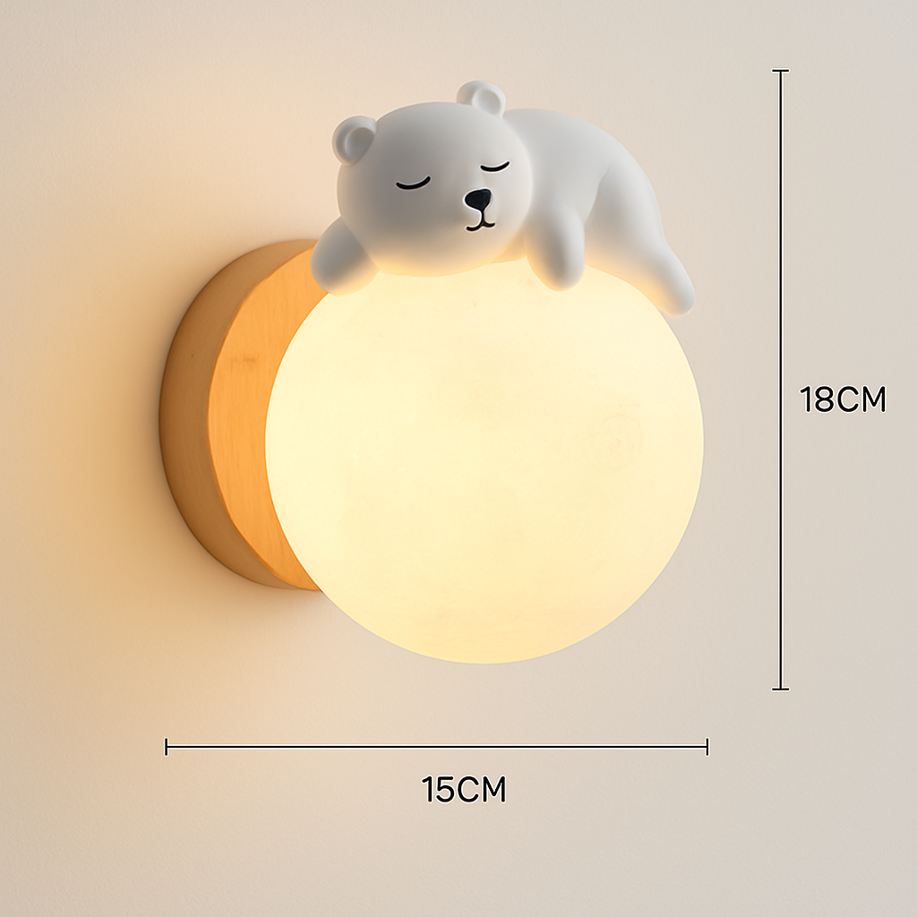 applique murale ours et lune pour éclairage de chevet enfant - vue 7 sur 8