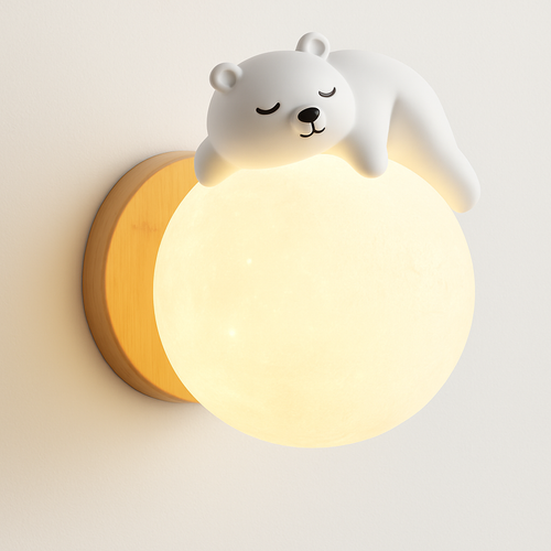 applique murale ours lune chambre chevet lapin astronaute animal garçon fille bébé veilleuses - vue 2 sur 14