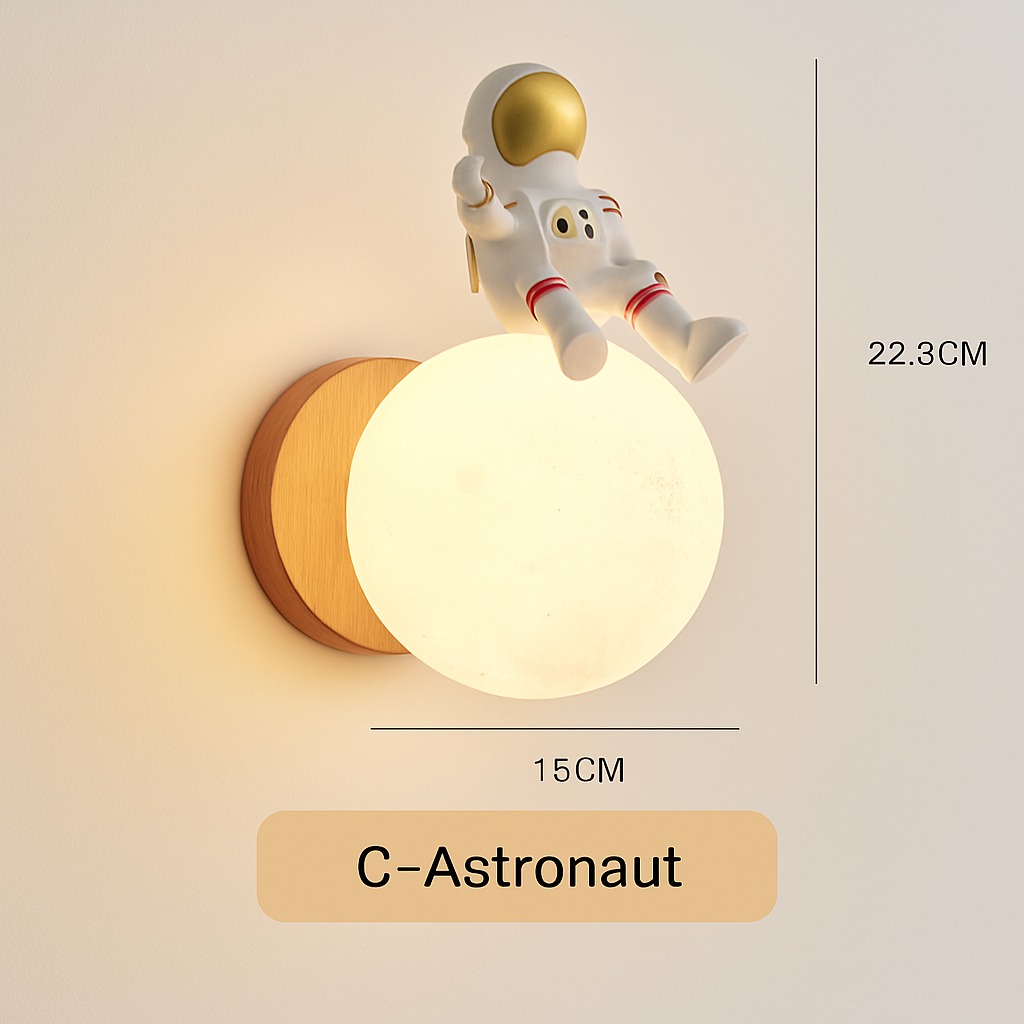 applique murale ours lune chambre chevet lapin astronaute animal garçon fille bébé veilleuses - vue 12 sur 14