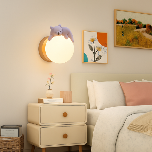 applique murale ours lune chambre chevet lapin astronaute animal garçon fille bébé veilleuses - vue 5 sur 14