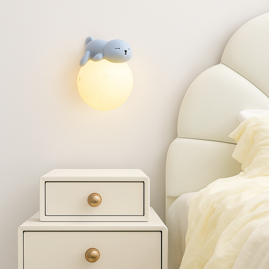 applique murale ours lune chambre chevet lapin astronaute animal garçon fille bébé veilleuses - vue 5 sur 14