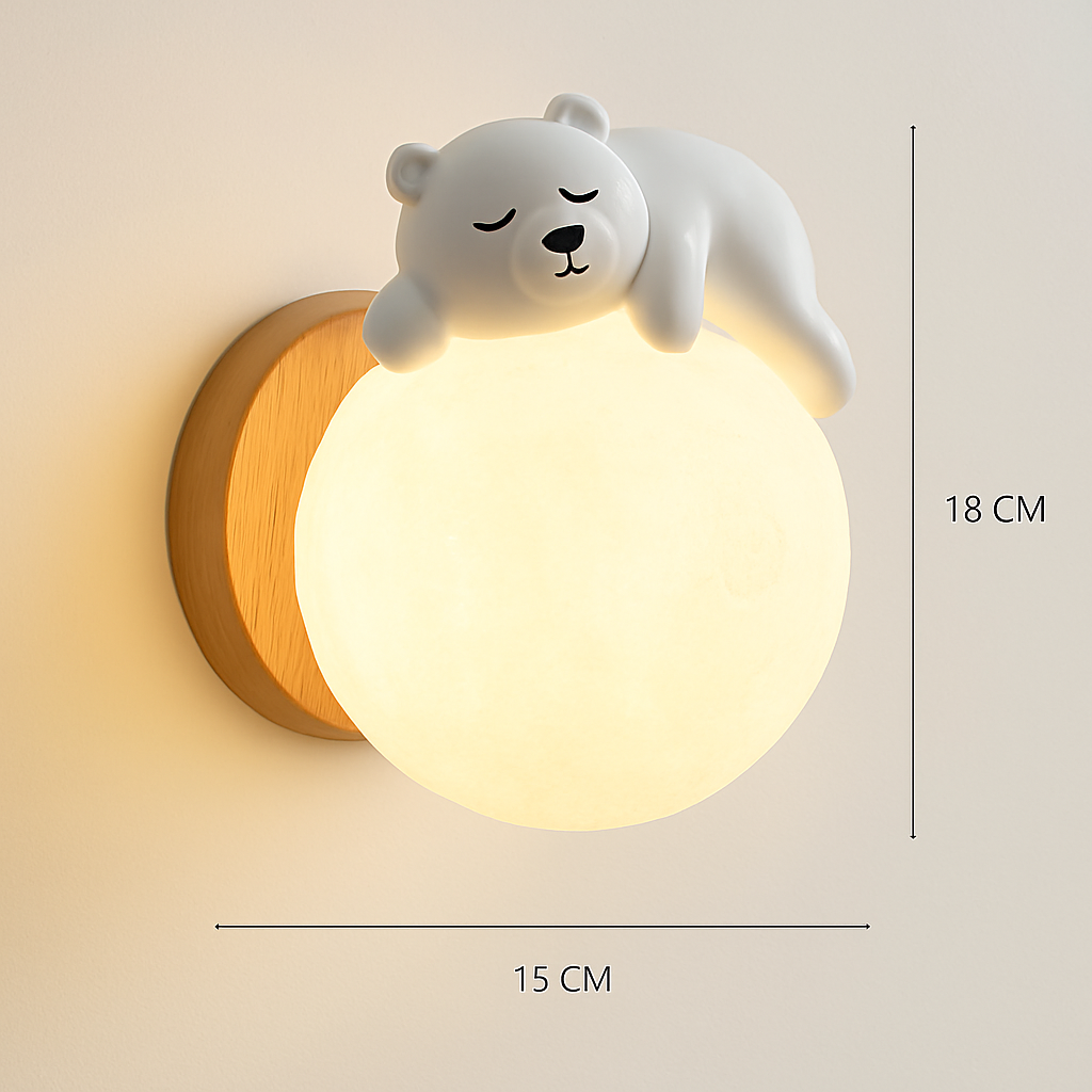 applique murale ours lune chambre chevet lapin astronaute animal garçon fille bébé veilleuses - vue 7 sur 14