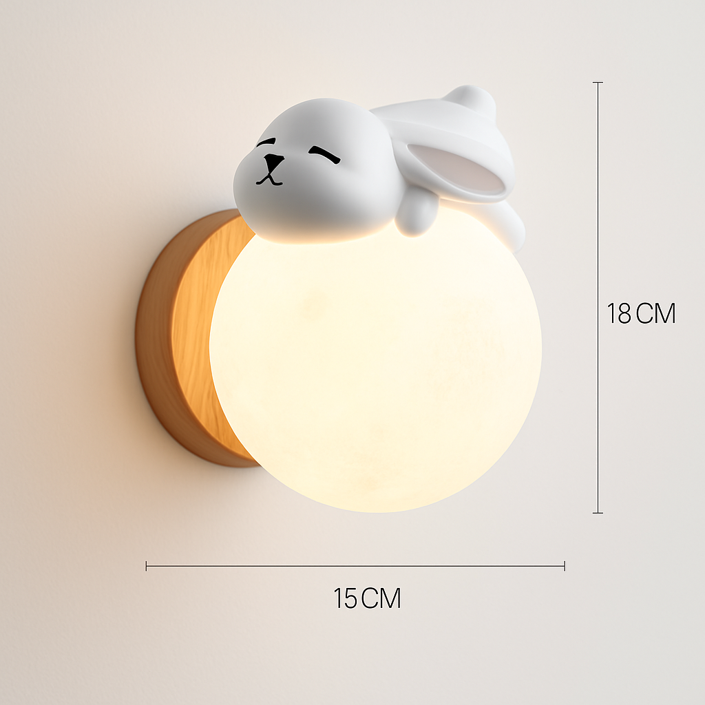 applique murale ours lune chambre chevet lapin astronaute animal garçon fille bébé veilleuses - vue 9 sur 14