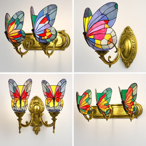 applique murale papillon décorative en vitrail style méditerranéen boho - vue 3 sur 19
