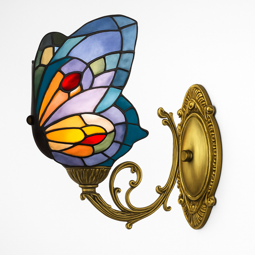 applique murale papillon décorative en vitrail style méditerranéen boho - vue 2 sur 19