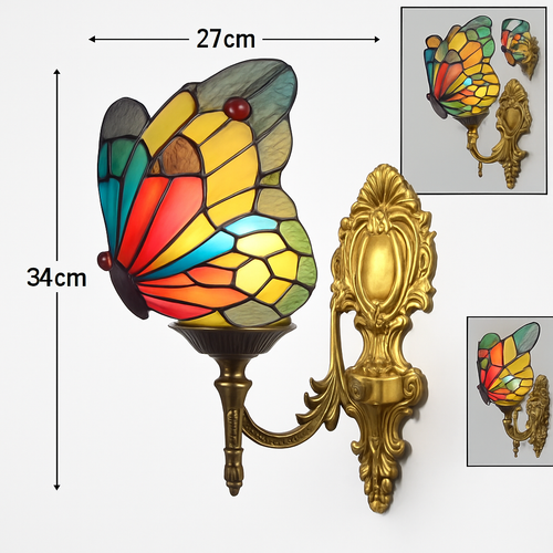 applique murale papillon décorative en vitrail style méditerranéen boho - vue 16 sur 19