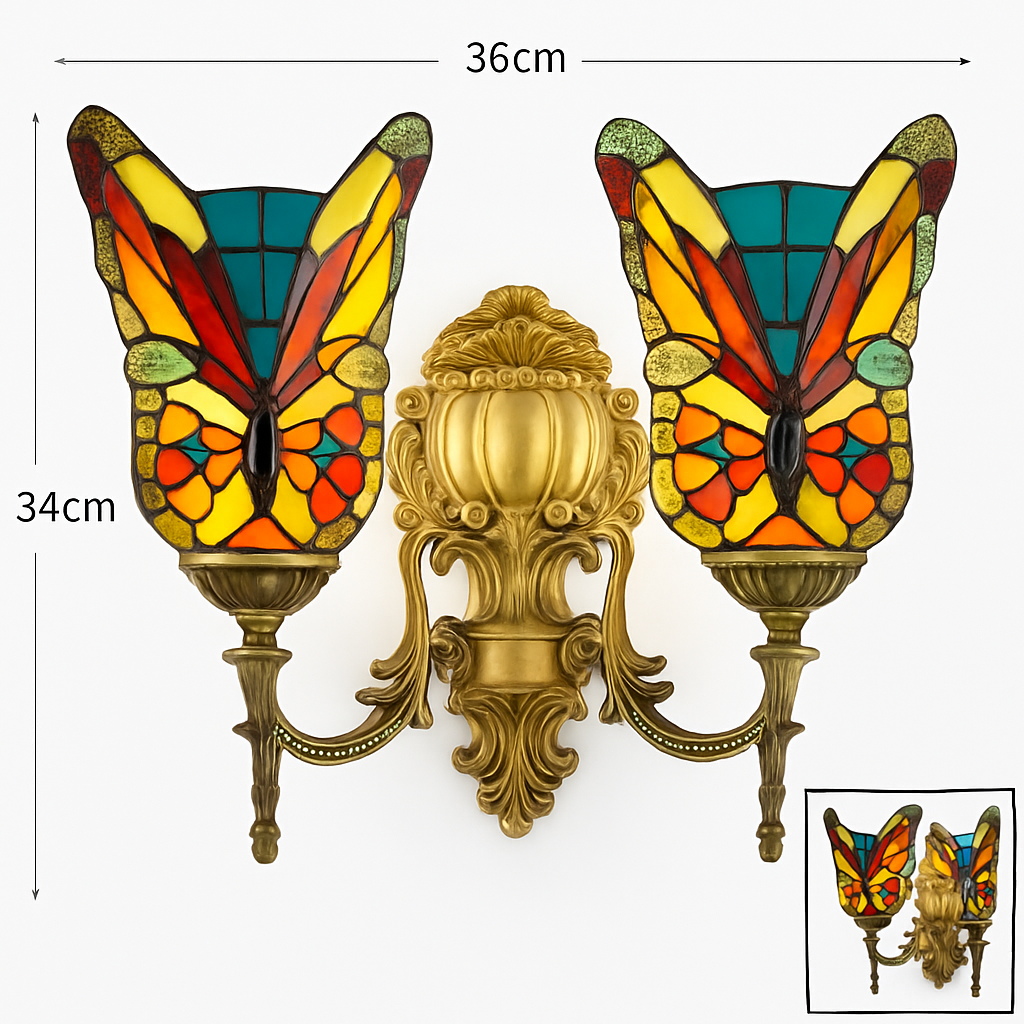 applique murale papillon décorative en vitrail style méditerranéen boho - vue 3 sur 19