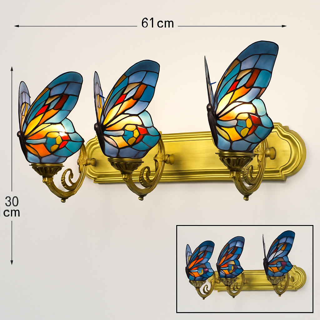 applique murale papillon décorative en vitrail style méditerranéen boho - vue 4 sur 19