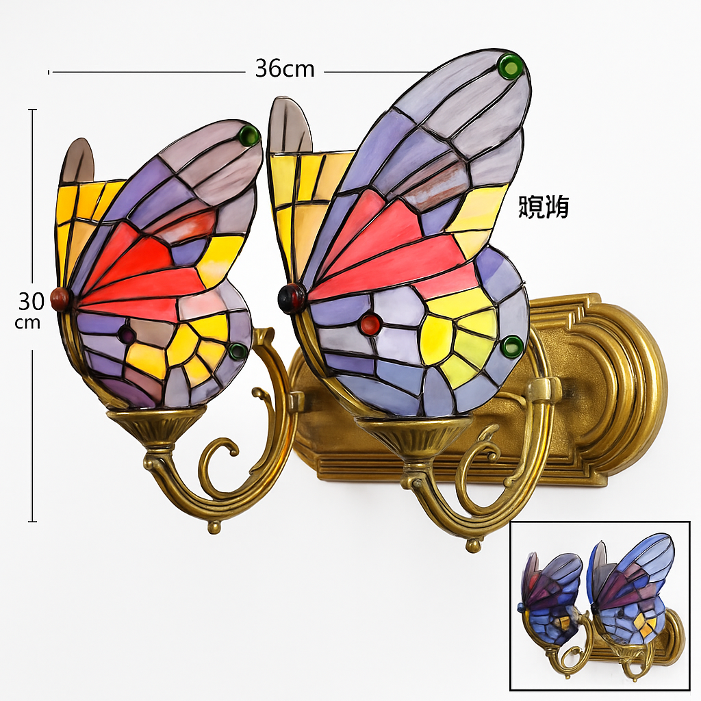 applique murale papillon décorative en vitrail style méditerranéen boho - vue 5 sur 19