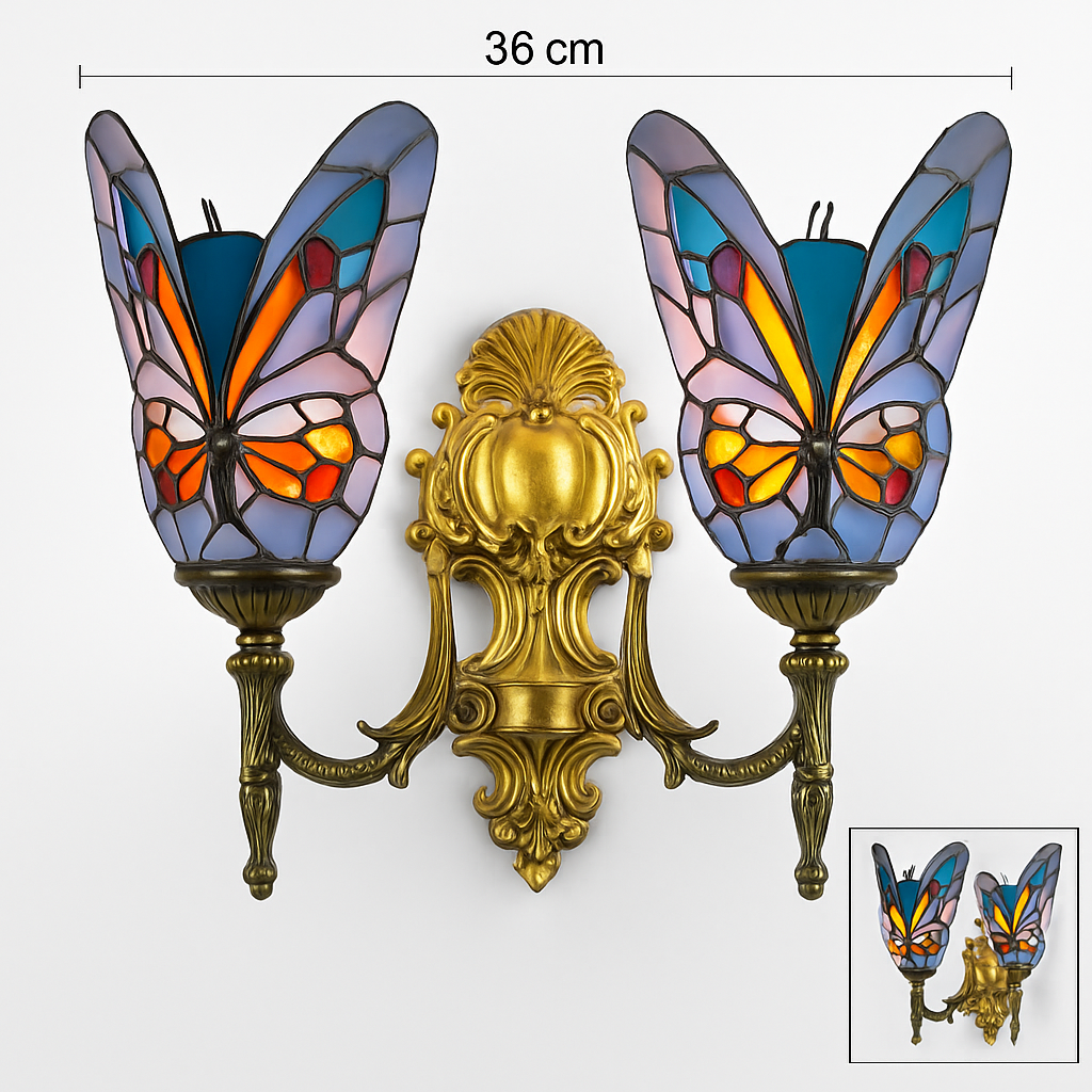 applique murale papillon décorative en vitrail style méditerranéen boho - vue 7 sur 19