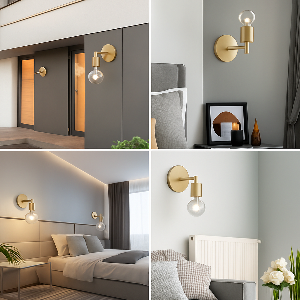 applique murale post-moderne dorée en verre pour éclairage domestique - vue 4 sur 10
