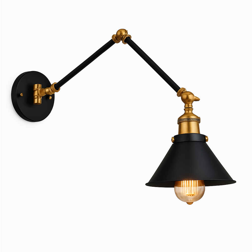 applique murale réglable longue style loft vintage avec led - vue 8 sur 10