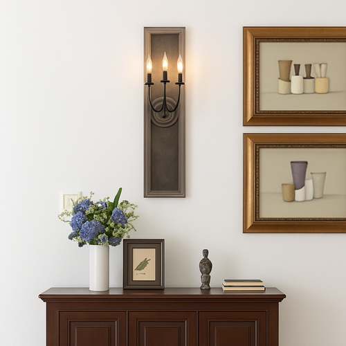 applique murale rétro américaine cadre miroir bois lampe bougie ancienne - vue 4 sur 6