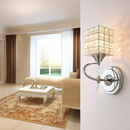 Applique murale rétro à LED en métal avec abat-jour en verre cristal