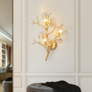 applique murale romantique en cristal transparent avec branches de fleurs