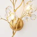 applique murale romantique en cristal transparent avec branches de fleurs