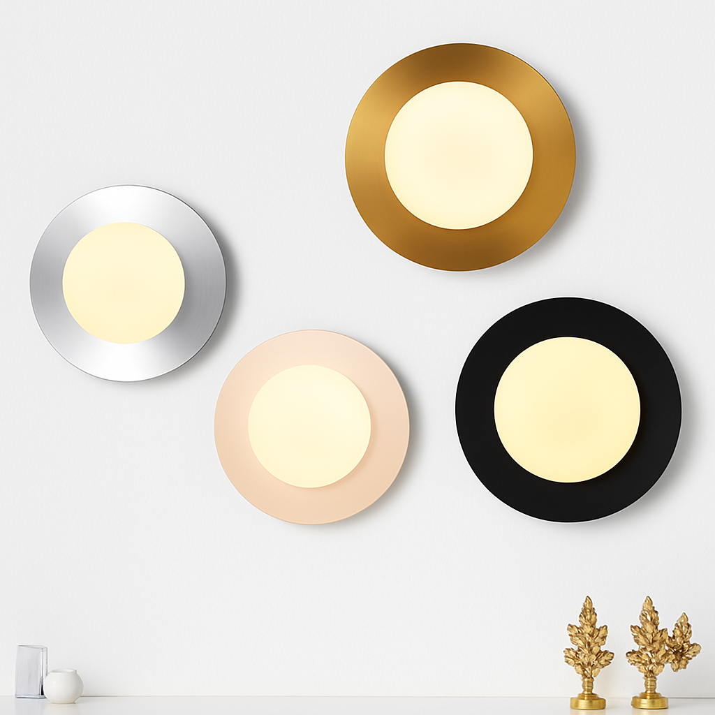 applique murale ronde moderne en verre style nordique - vue 1 sur 14