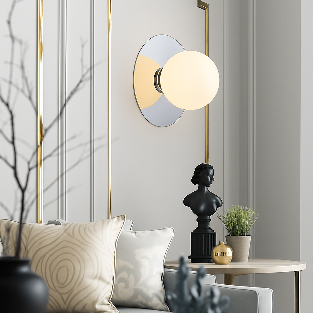 applique murale ronde moderne en verre style nordique - vue 6 sur 14