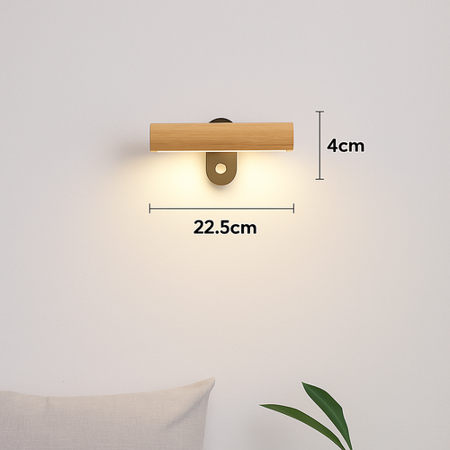 applique murale rotative minimaliste en bois avec interrupteur LED - vue 3 sur 8