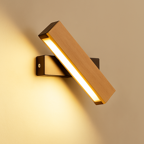 Applique murale rotative nordique en bois massif led réglable - vue 2 sur 22