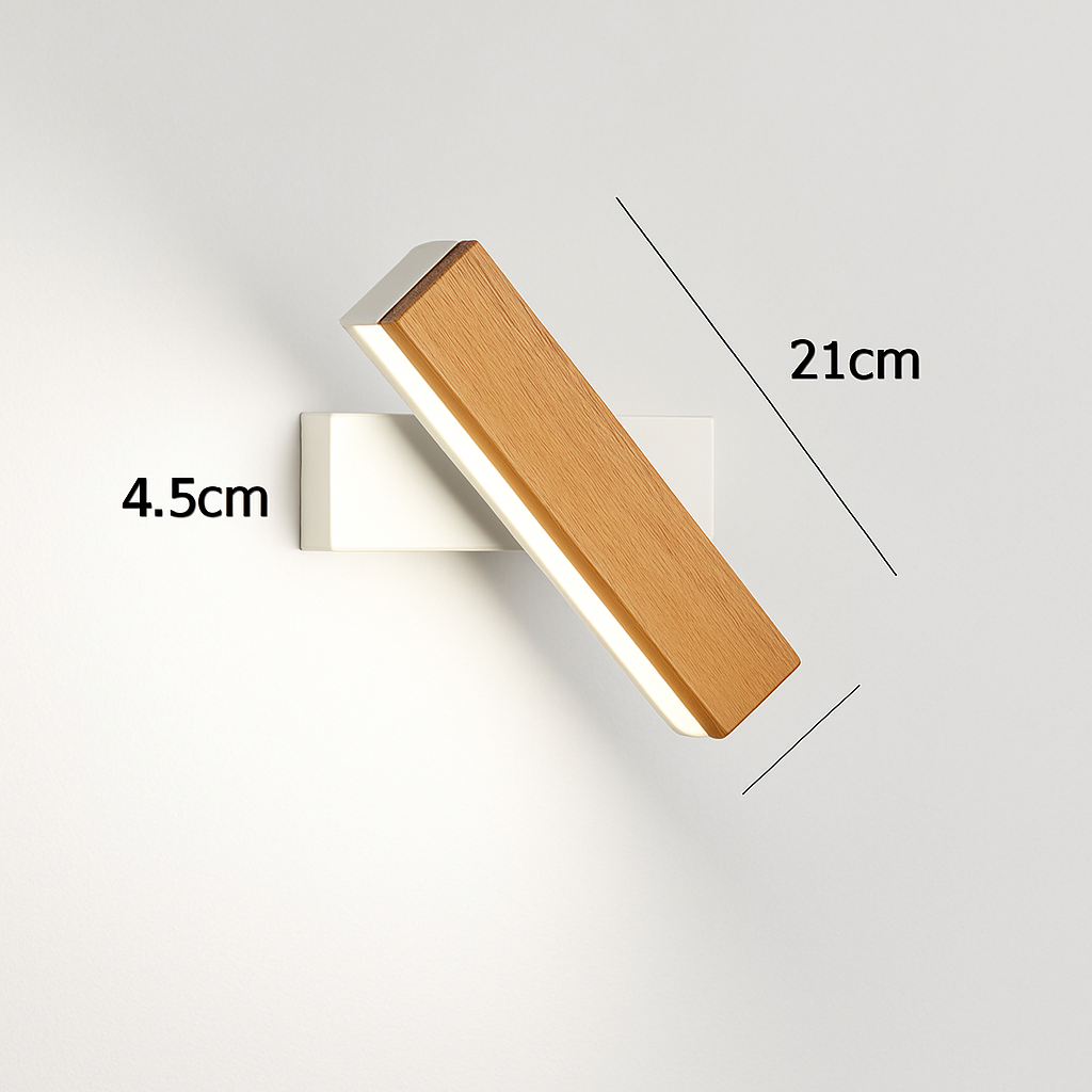 Applique murale rotative nordique en bois massif led réglable - vue 12 sur 22