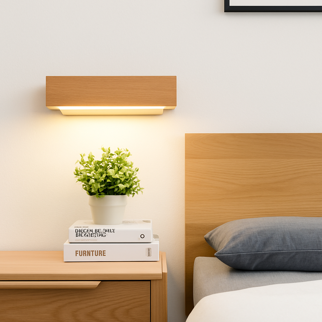 Applique murale rotative nordique en bois massif led réglable - vue 4 sur 22