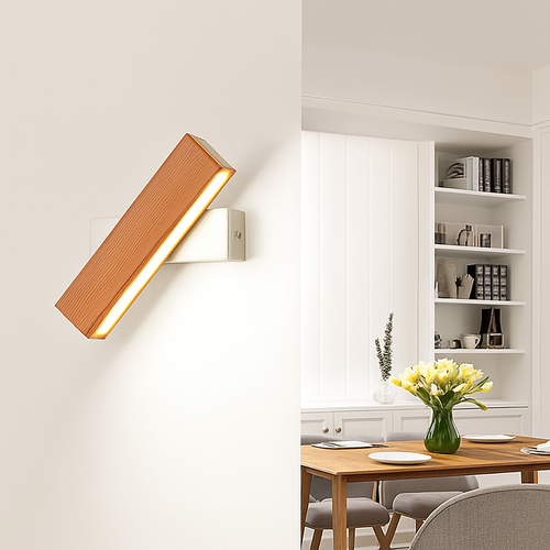 Applique murale rotative nordique en bois massif led réglable - vue 6 sur 22