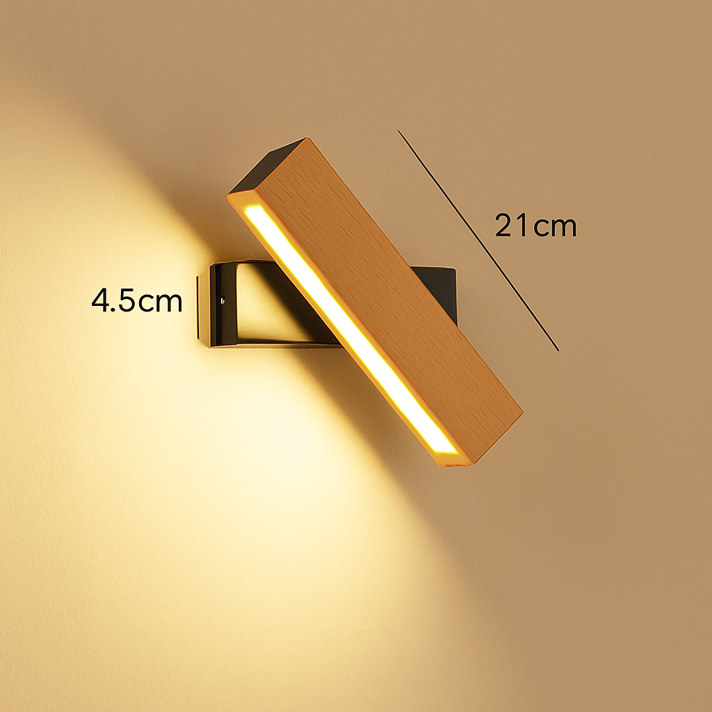 Applique murale rotative nordique en bois massif led réglable - vue 8 sur 22