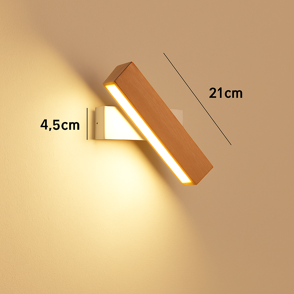 Applique murale rotative nordique en bois massif led réglable - vue 9 sur 22
