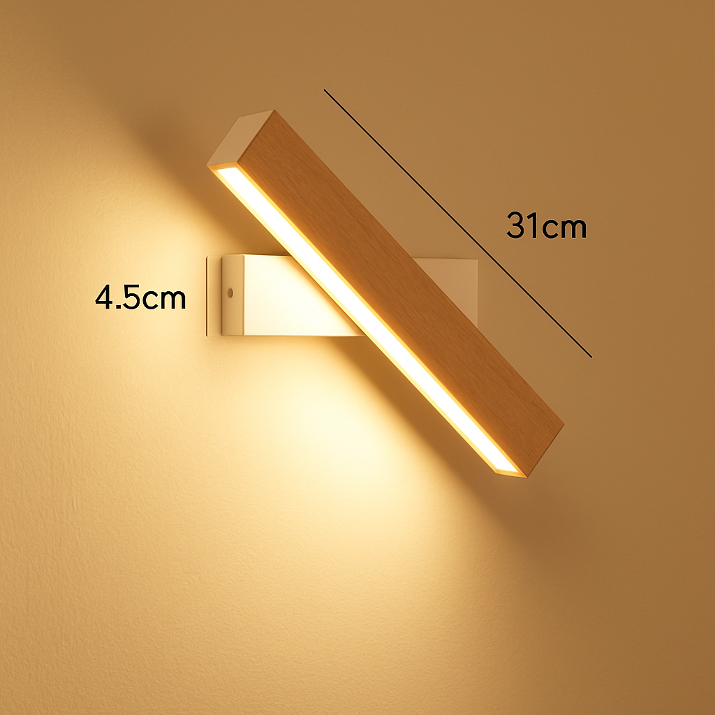 Applique murale rotative nordique en bois massif led réglable