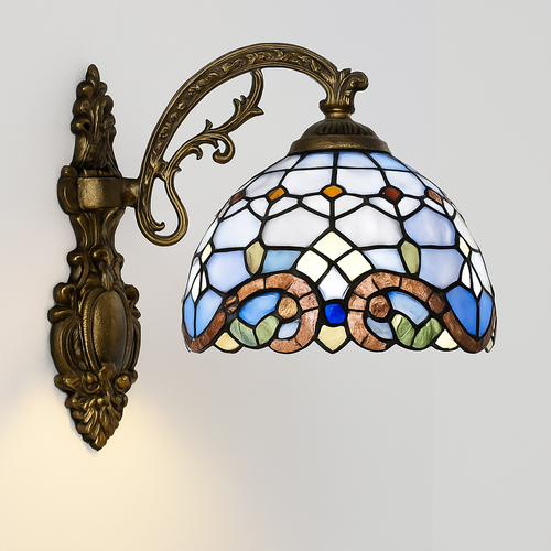 Applique murale rustique et antique avec vitraux Tiffany