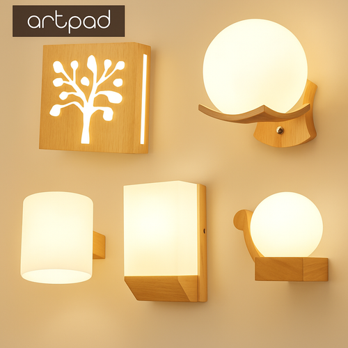 applique murale scandinave en bois et verre pour décoration intérieure - vue 3 sur 20