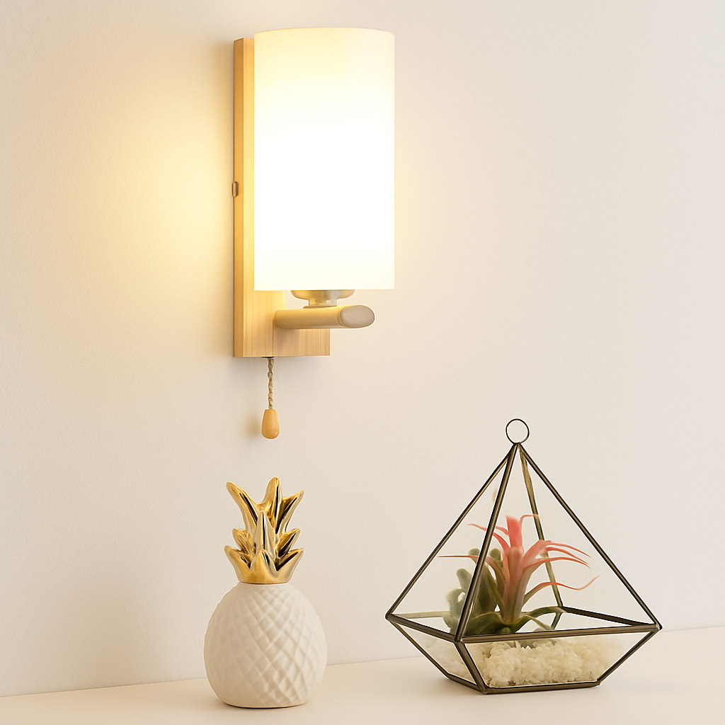 applique murale scandinave en bois et verre pour décoration intérieure - vue 6 sur 20